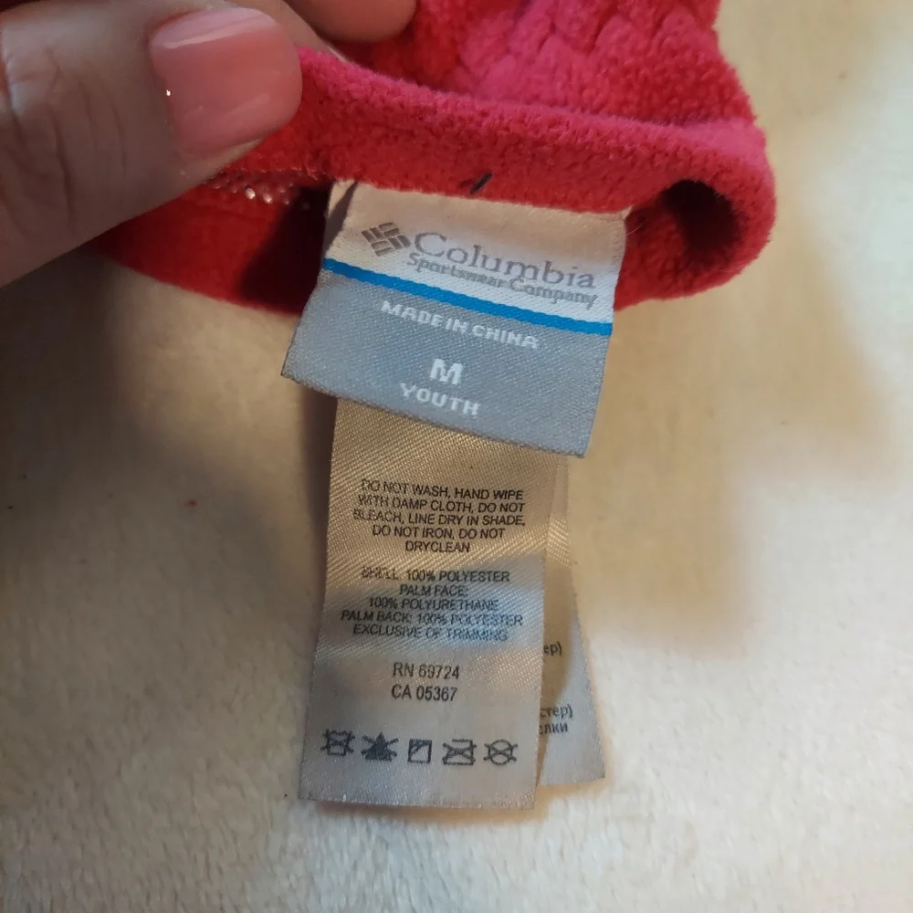 Columbia Pink Fleece Gloves Girls Size Medium Winter